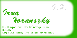 irma horanszky business card